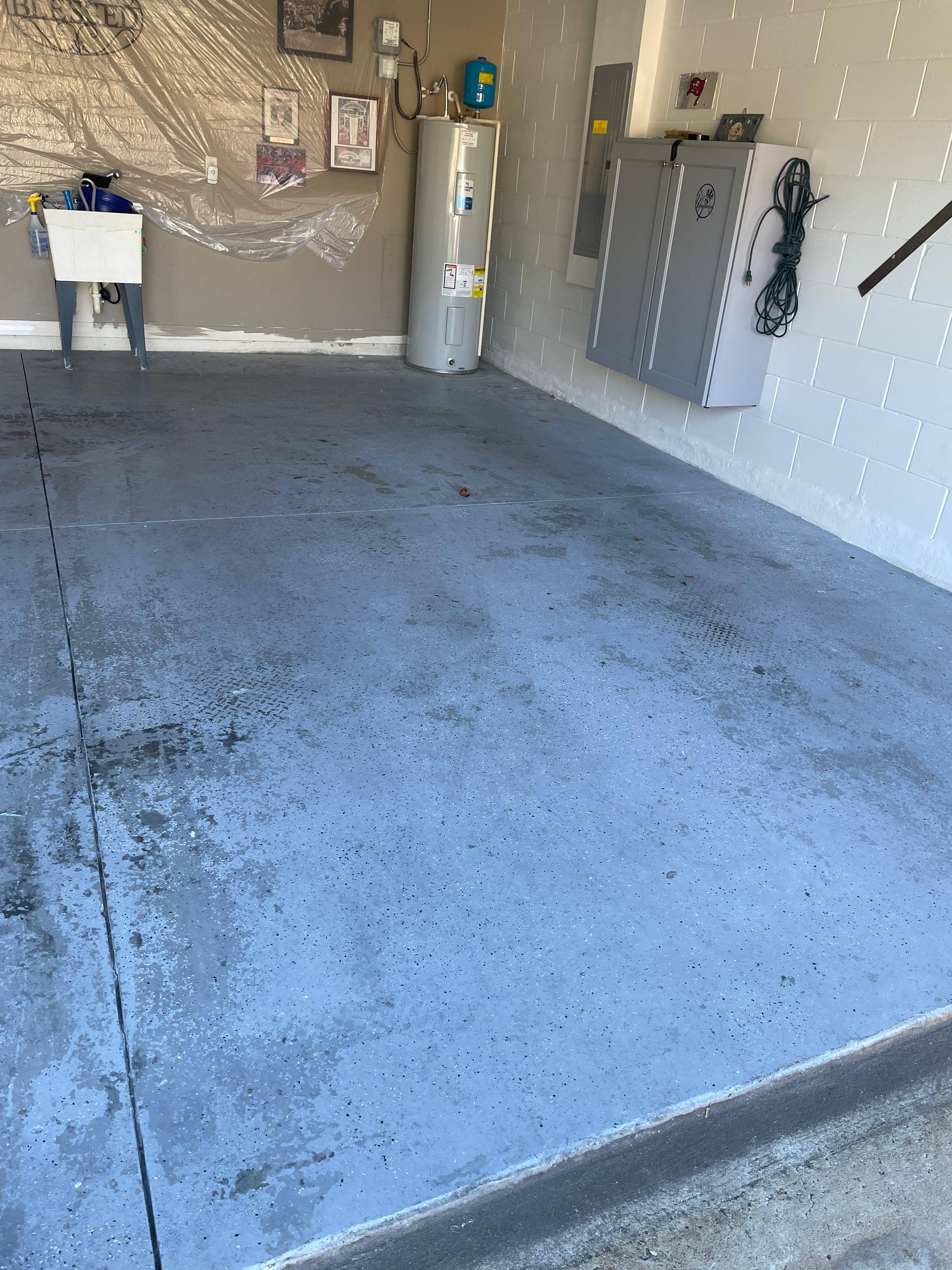 Garage floor before epoxy coating