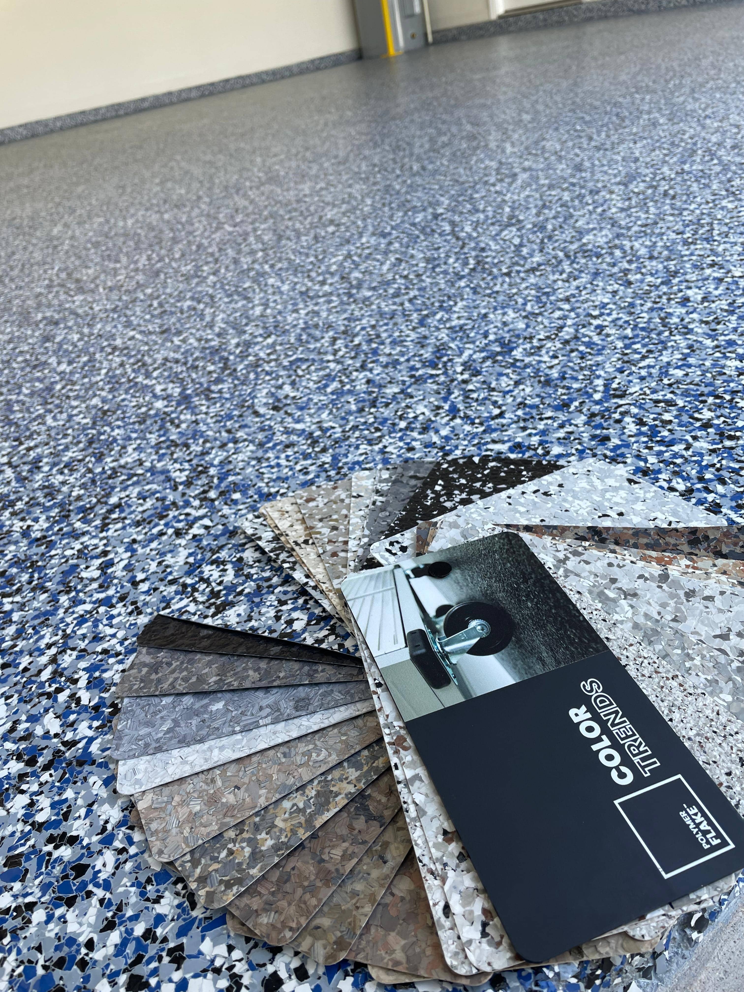 Custom epoxy garage floor by JA Brothers Construction