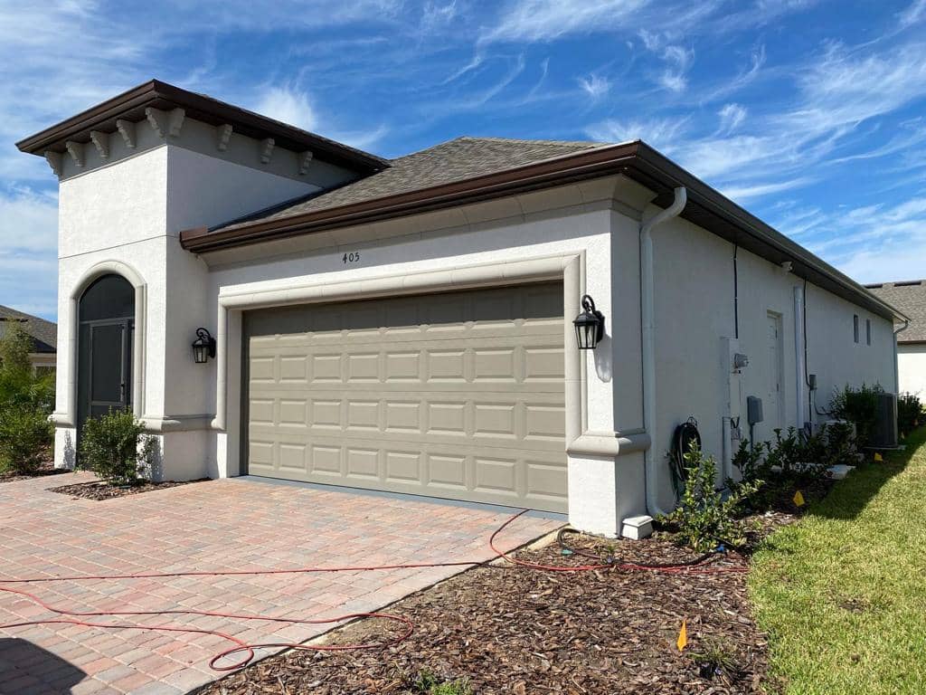 Seamless gutters on elegant residential home